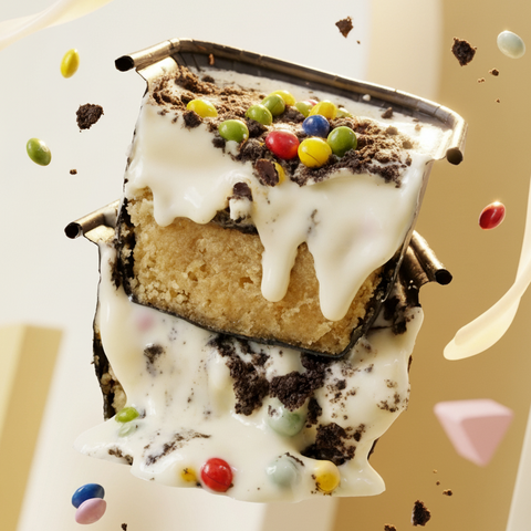 The Dough Parlour Cookie Monster Boat with white chocolate ganache, Oreos, and M&Ms.