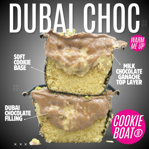 Dubai Chocolate Cookie Boat – Pistachio Indulgence