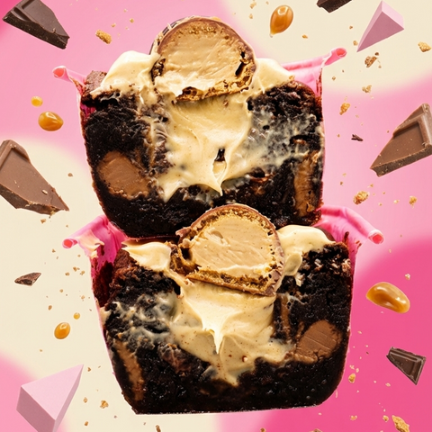 The Dough Parlour Kinder Brownie Boat with Kinder Bueno chocolate on top.